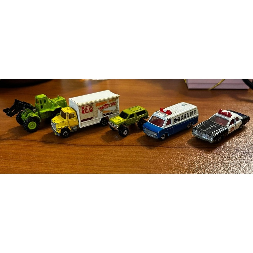 Vintage Tomica Diecast Lot 5 Japanese Ford Frito Lay Loader Police Van READ Desc